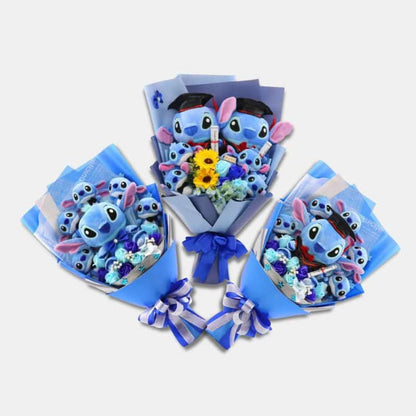 Stitch Plush Bouquet with Flowers
