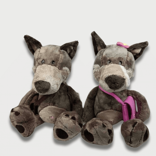 Wolf Plush Toy with Cashmere Bag
