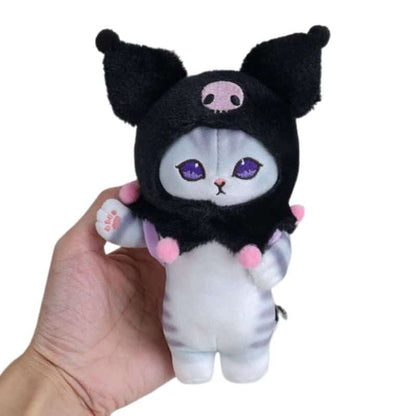 Cat Stuffed Animal in a Kuromi Costume