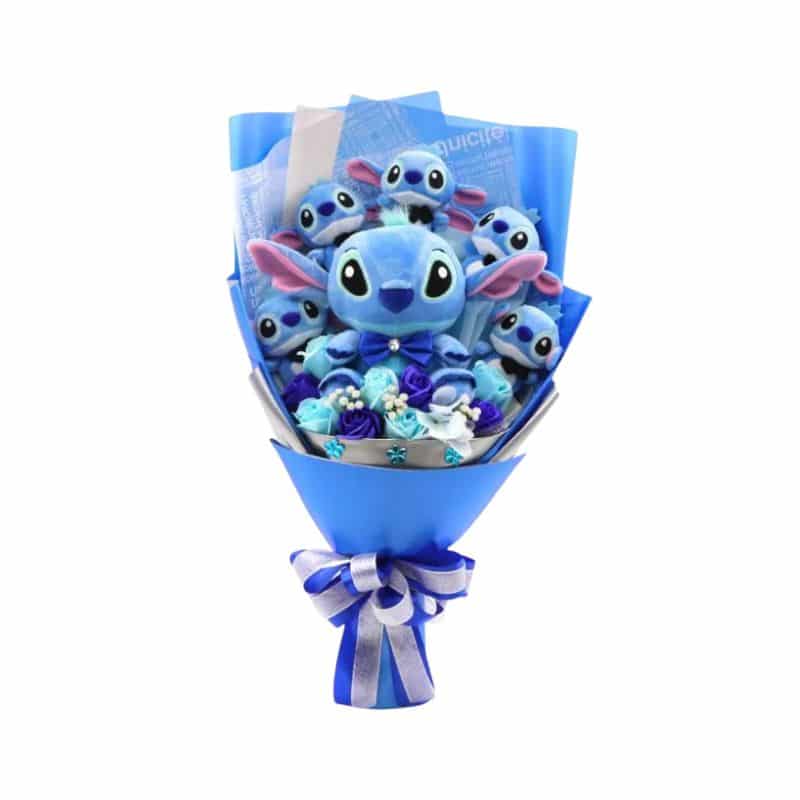 Stitch Plush Bouquet with Flowers