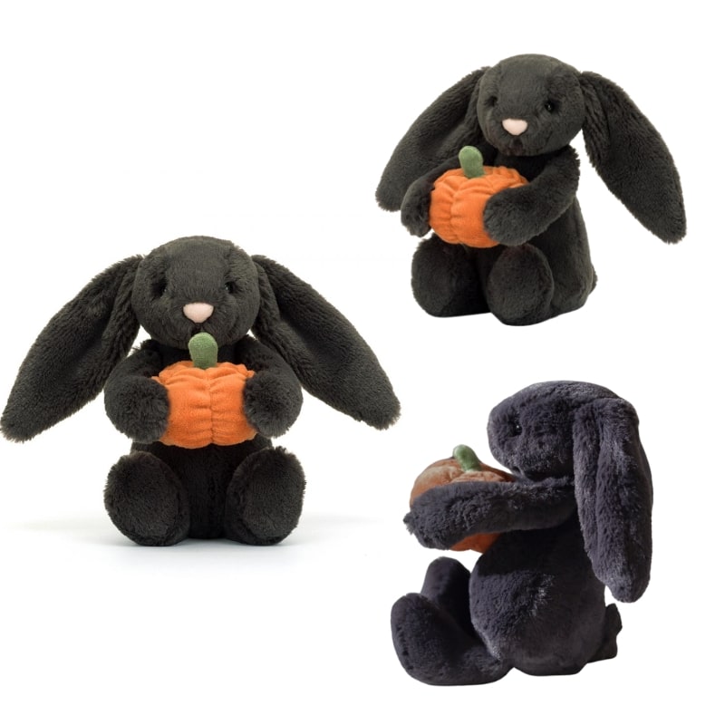 Halloween Bunny Stuffed Animal with Pumpkin