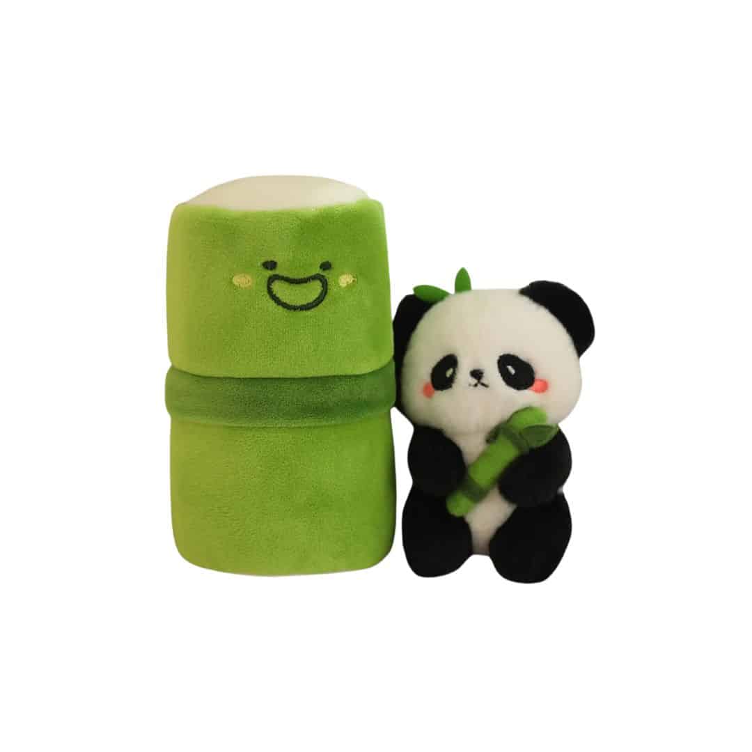 Panda Stuffed Animal in a Bamboo Tube
