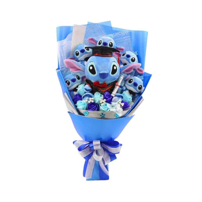Stitch Plush Bouquet with Flowers