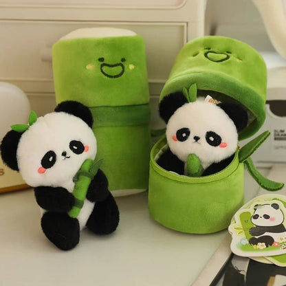Panda Stuffed Animal in a Bamboo Tube