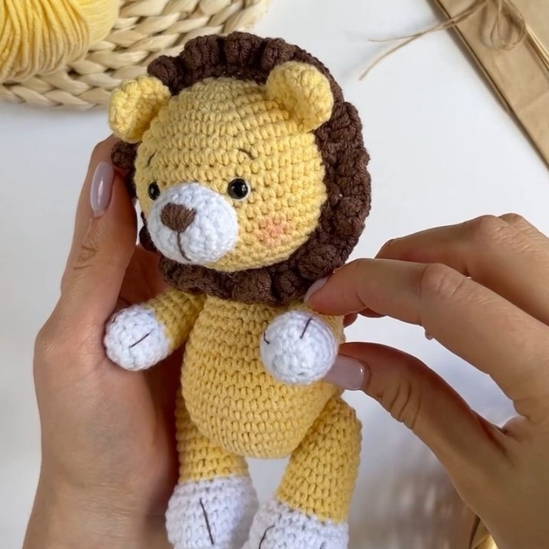 Knitted Lion Stuffed Animal