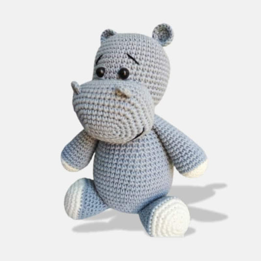 Knitted Hippo Stuffed Animal