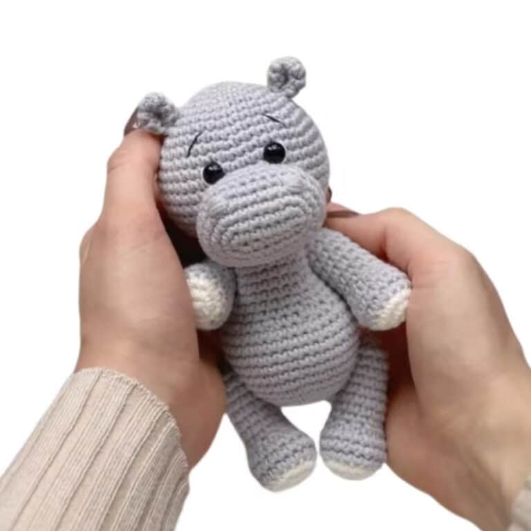 Knitted Hippo Stuffed Animal