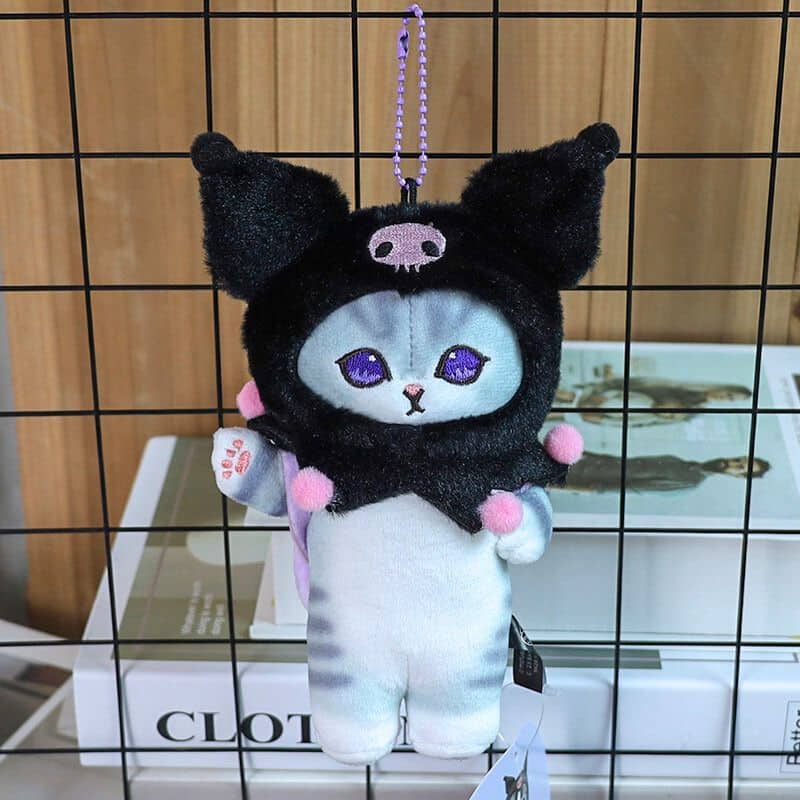 Cat Stuffed Animal in a Kuromi Costume
