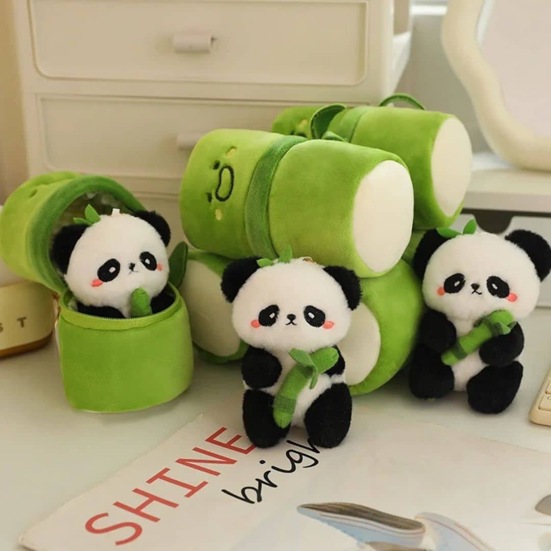 Panda Stuffed Animal in a Bamboo Tube