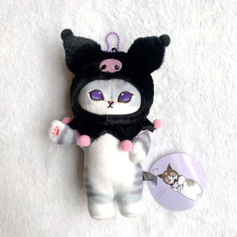 Cat Stuffed Animal in a Kuromi Costume