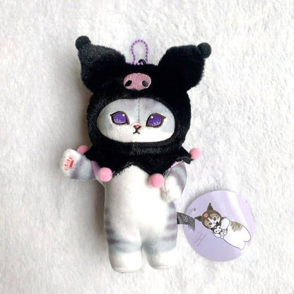 Cat Stuffed Animal in a Kuromi Costume