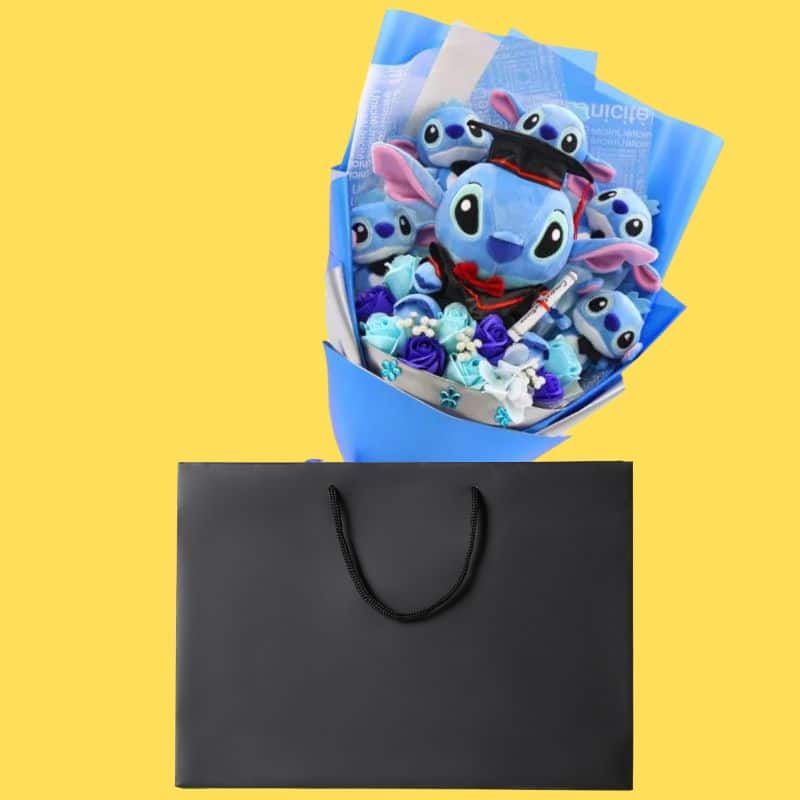 Stitch Plush Bouquet with Flowers