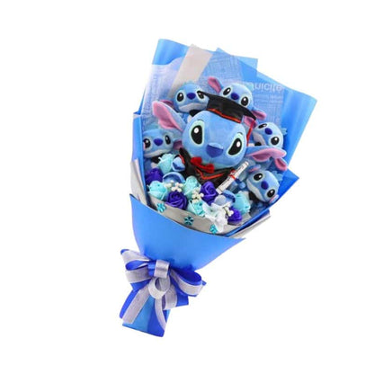 Stitch Plush Bouquet with Flowers