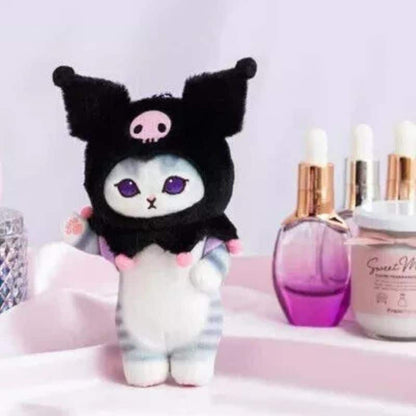Cat Stuffed Animal in a Kuromi Costume