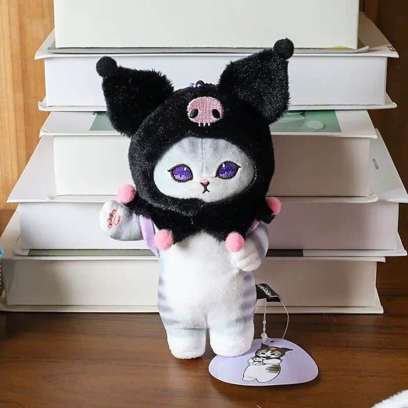 Cat Stuffed Animal in a Kuromi Costume