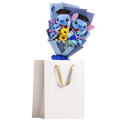 Stitch Plush Bouquet with Flowers